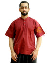 SARJANA Heren 100% katoen effen casual shirt korte Kurta Indiase losse pasvorm etnische Kurta