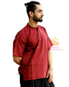 SARJANA Men 100% Cotton Maroon Casual Shirt Short Kurta Indian Loose Fit Ethnic Solid Kurta
