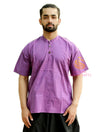 SARJANA Chemise décontractée pour homme 100 % coton violet court Kurta indien coupe ample ethnique solide Kurta