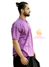 SARJANA Men 100% Cotton Purple Casual Shirt Short Kurta Indian Loose Fit Ethnic Solid Kurta