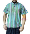 SARJANA Men 100% Cotton Striped Casual Shirt Short Kurta Indian Loose Fit Ethnic Kurta