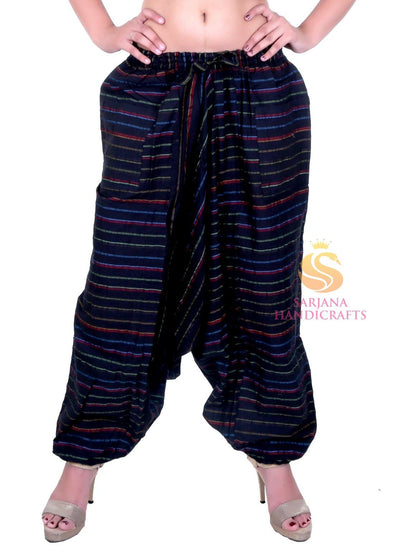 SARJANA Womens Cotton Striped Harem Pants Yoga Trouser Harem Baggy Hippie Genie Unisex Pants