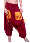 SARJANA Womens Cotton Solid Pockets Harem Pants Yoga Trouser Hippie Genie Unisex Pants