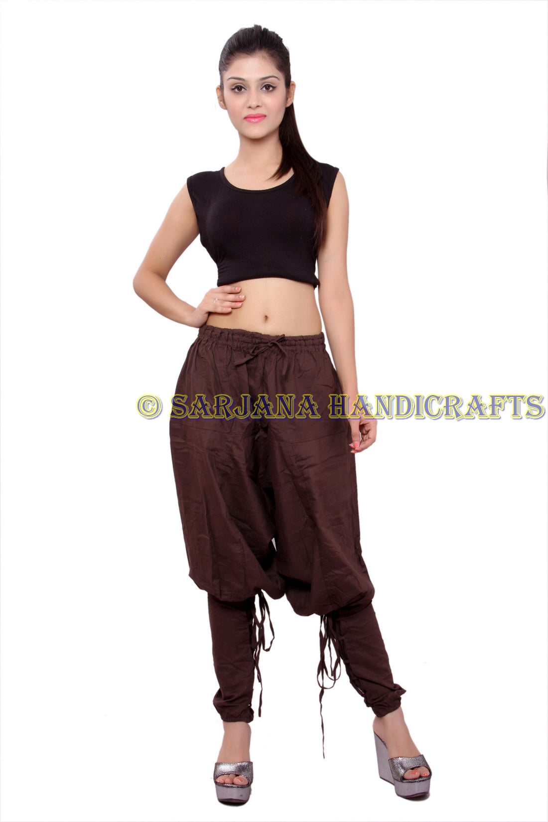 SARJANA Men Women Cotton Harem Churidar Pants Solid Yoga Unisex Drop Crotch Pockets Pants