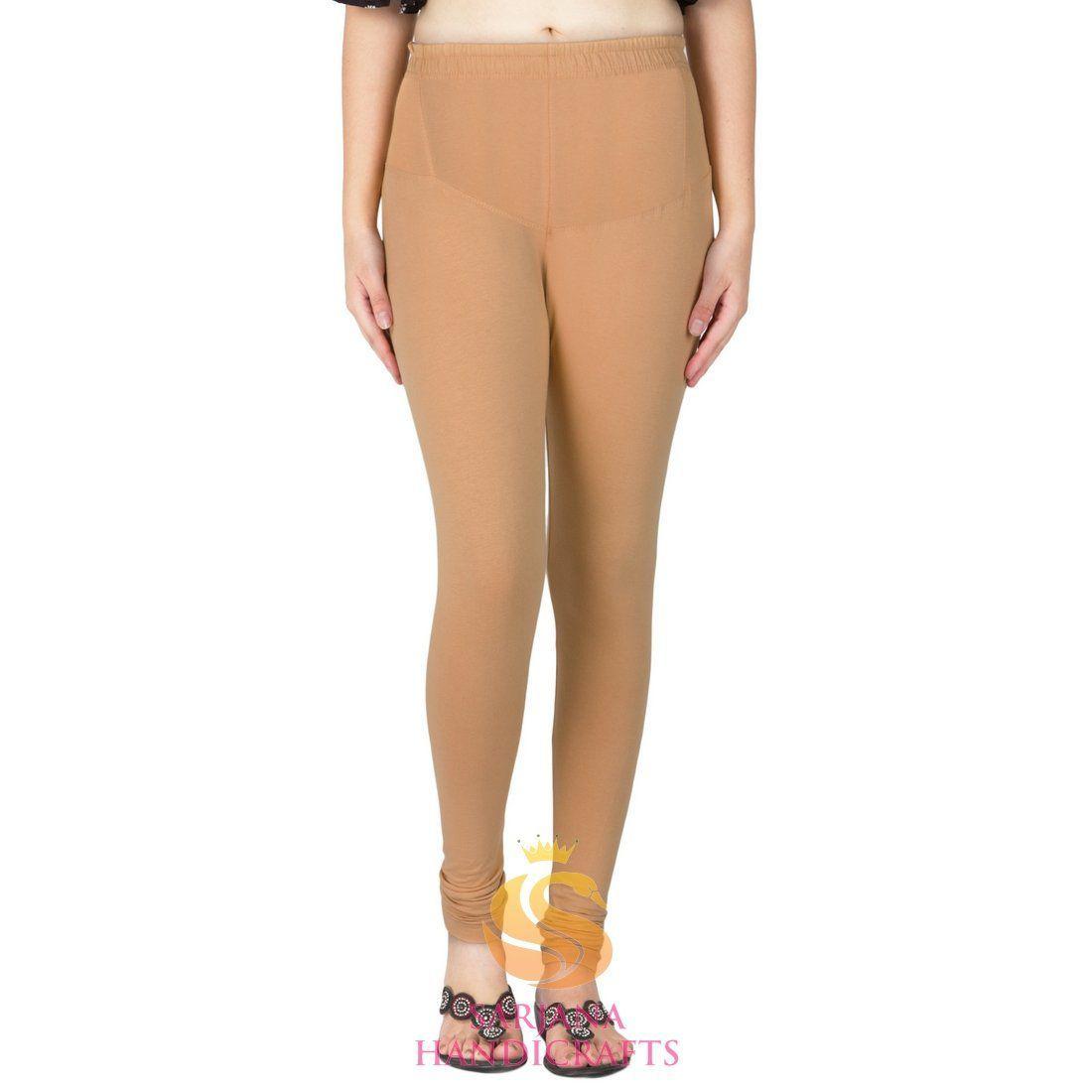 Elastic Waist Ankle Length 4 Way Stretchable Cotton Lycra Leggings - Skin -  Tito's Fashion House