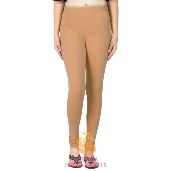 SARJANA Women Cotton Beige Color Authentic Churidar Leggings Casual Pants