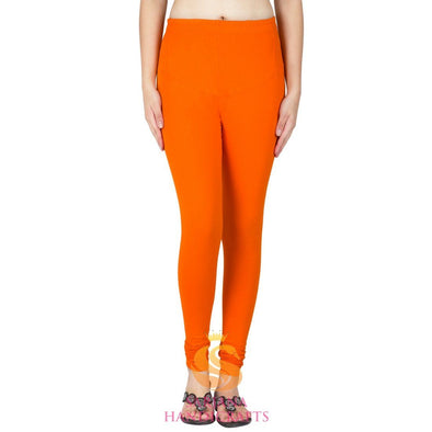 SARJANA Women Cotton Orange Color Authentic Churidar Leggings Casual Pants