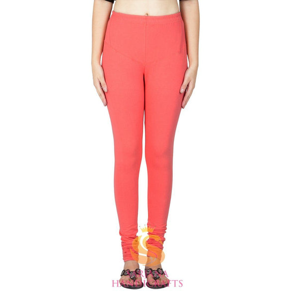 SARJANA Women Cotton Peach Color Authentic Churidar Leggings Casual Pants