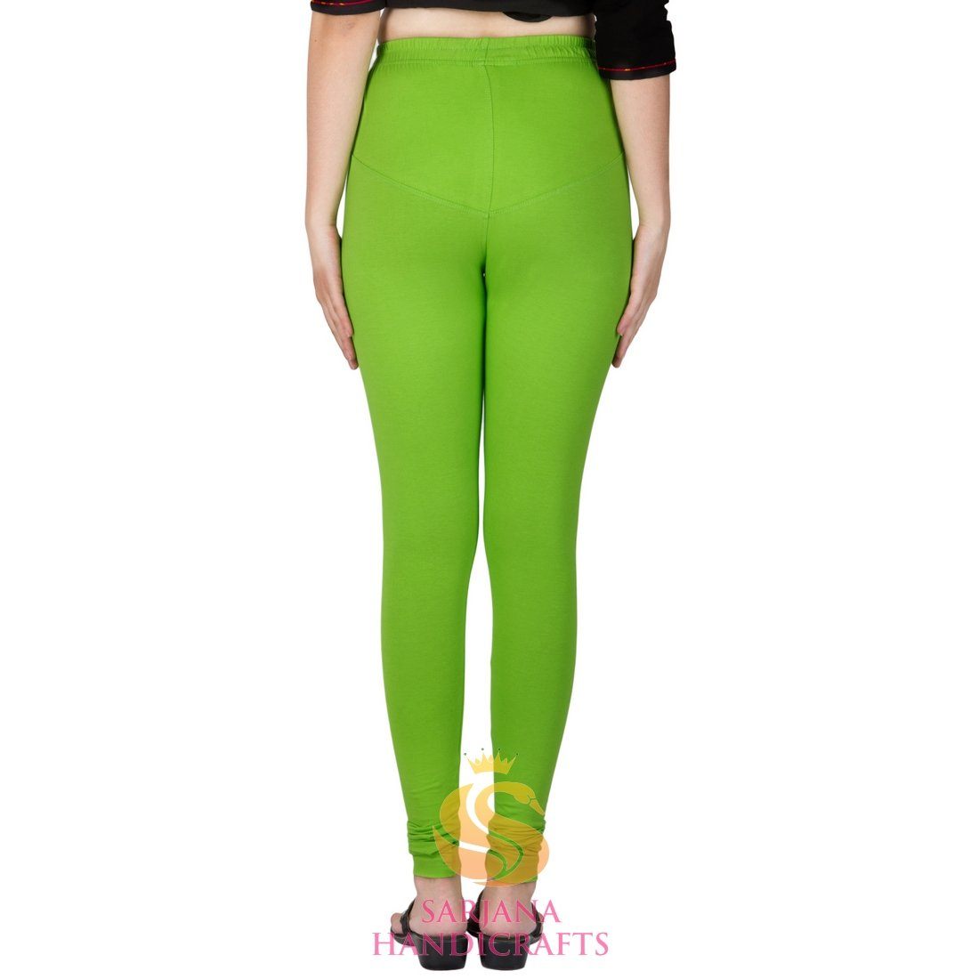 SARJANA Women Cotton Parrot Green Color Authentic Churidar Leggings Ca –  Sarjana Shop