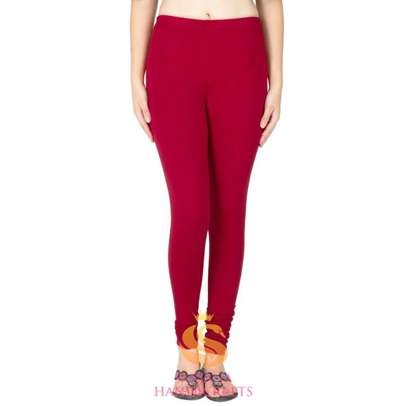 SARJANA Dames katoen rode kleur authentieke Churidar legging casual broek