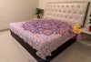 SARJANA Drap de lit plat en coton Queen Size imprimé floral, couvre-lit double, literie pour dortoir