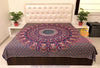 SARJANA Drap de lit plat en coton taille Queen imprimé floral violet, couvre-lit double, literie pour dortoir
