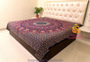 SARJANA Drap de lit plat en coton taille Queen imprimé floral violet, couvre-lit double, literie pour dortoir