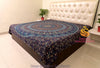 SARJANA Drap de lit plat en coton taille Queen avec cercle floral imprimé mandala, couvre-lit double, literie pour dortoir