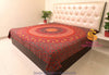 SARJANA Drap de lit plat en coton Queen Size Rouge Floral Mandala Imprimé Double Couvre-lit Literie Dortoir Couvre-lit