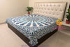 SARJANA Queen Size Cotton Flat Bed Sheet Mandala Aqua Printed Double Bedspread Bedding Dorm Throw