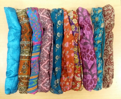 SARJANA Lot 10 Pieces Women Men Silk Printed Wide Headbands Unisex Head Wrap Bandana